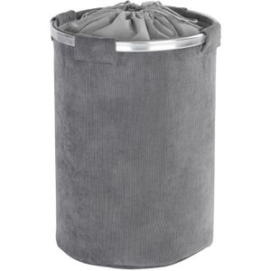 Wenko Wäschekorb Cordoba, grau, aus Polyester, rund, Ø 40 x 54 cm, 68 Liter