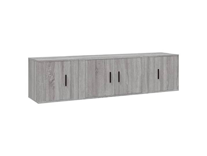 GKHPYURE TV-Möbel-Set, 3-teilig, Sonoma-Grau, aus mehrschichtigem Holz Wanddesign, großer Stauraum, Staubschutztüren, einfache Montage