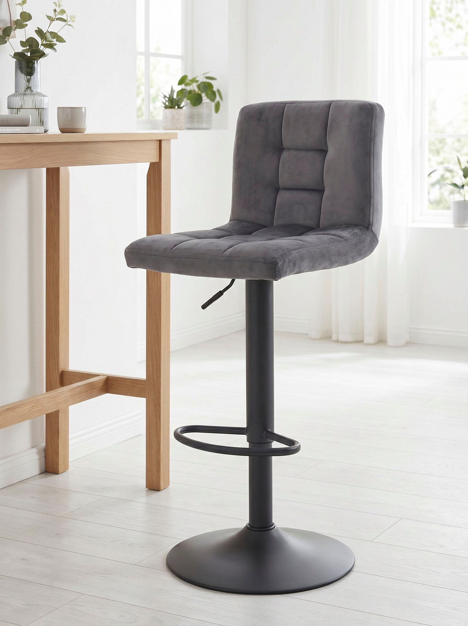 Barhocker HELA "Amanda II H", grau, B:40cm H:85cm T:48cm, Hocker, Barhocker, drehbar, höhenverstellbar grau B/H/T: 40cm x 85cm x 48cm, grau