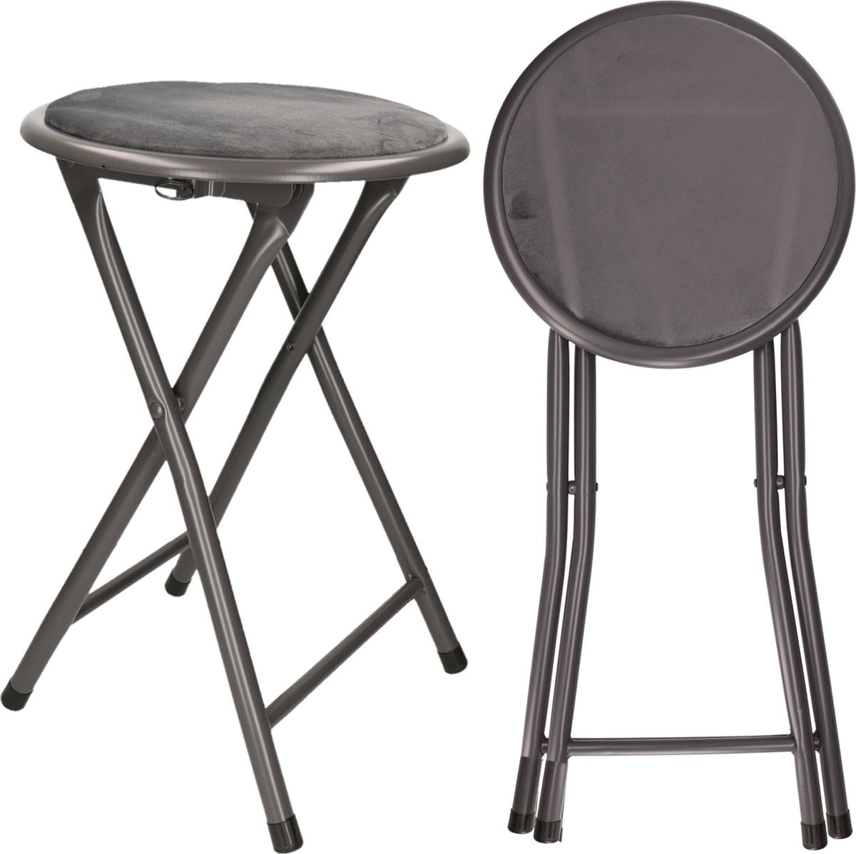 Excellent Houseware Set van 2 Opvouwbare Bijzetkrukjes Grijs