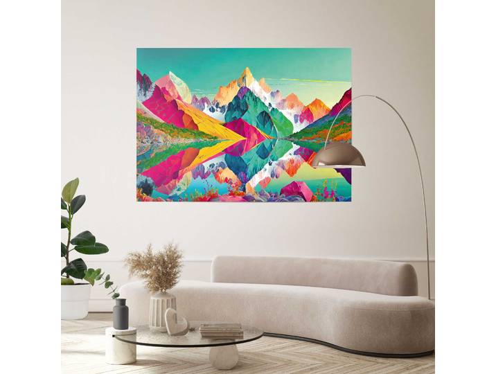 Poster REINDERS Farbige Berge , farbe bild(er): mehrfarbig, Bilder, B/H/T: 140cm x 100cm x 0,1cm, Natur, 1 Stk., Papier, Poster, Wohnzimmer - Mehrfarbig - Papier - Berge - 140x100 cm, B:140cm H:100cm T:0,1cm