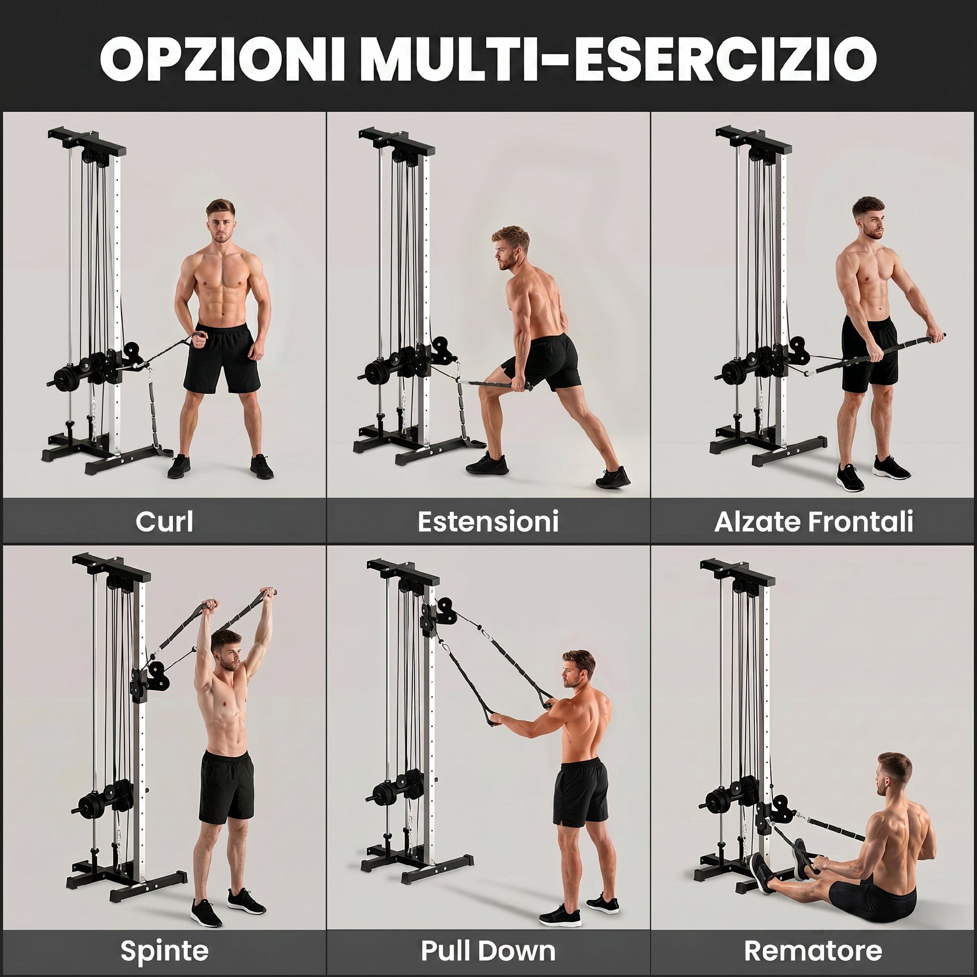 Altro Lat Machine Da Parete Con Pulegge Regolabili, Stazione A Cavi Con Pulldown E Carico Pesi Regolabile, Per Casa Palestra Multifunzione, Nero