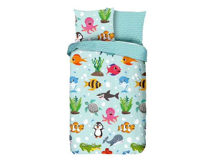 Bettwäsche Seaworld 140 x 200/220 cm + Kissen 70 x 60 cm Multicolor