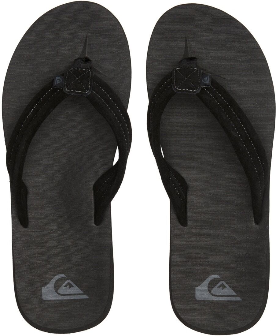 Sandale QUIKSILVER "Carver Suede Core", Herren, Gr. 7(40), schwarz (schwarz 1), Obermaterial: Leder / Aussensohle: Synthetischer Gummi., Schuhe Sandale schwarz 1 7(40)