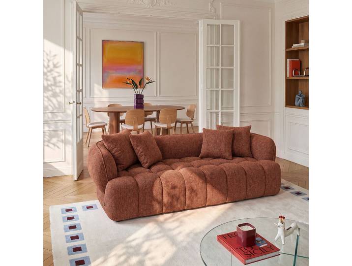 HABITAT - Canapé 3 places en tissu chenille - Terracotta - Veroni
