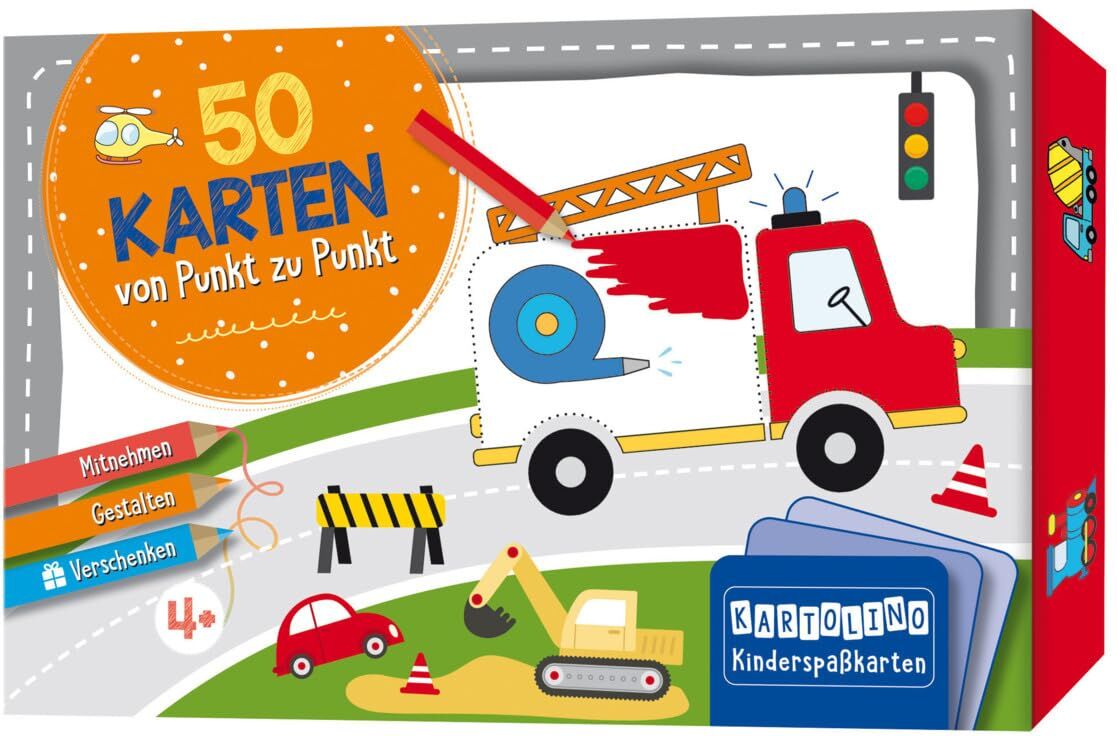 50 Karten von Punkt zu Punkt - Fahrzeuge: Mitnehmen, gestalten, verschenken (KARTOLINO Kinderspaßkarten) - Preis vom 09.10.2026 07:28:09 h