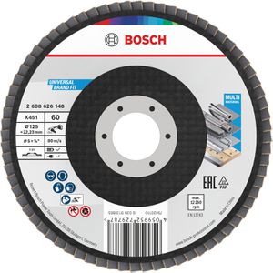 Bosch Fächerschleifscheibe X451, 2608626180, Ø125mm, Körnung 60, gerade, für Metall, Holz, 15 Stück