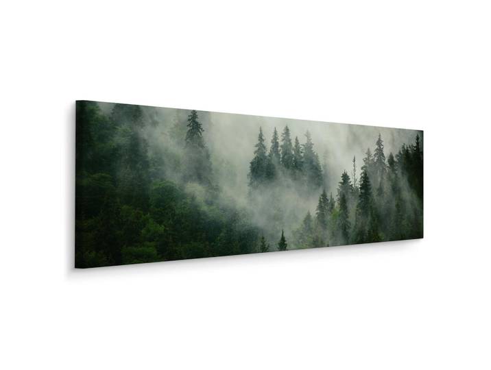 Muralo Panoramabild Wald im Nebel Bäume Natur 3D 145x45 cm, Grün, Kiefer, Baum/Pflanze/Natur, Landschaft/Berg, Rechteckig, 145x45 cm, einfache und schnelle Anbringung, Bilder & Rahmen, Bilder, Leinwandbilder