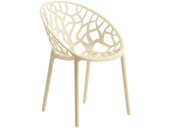 CLP Gartenstuhl Kunststoff creme, Creme, 59x80x60 cm, Gartenmöbel, Gartensessel, Gartenstühle
