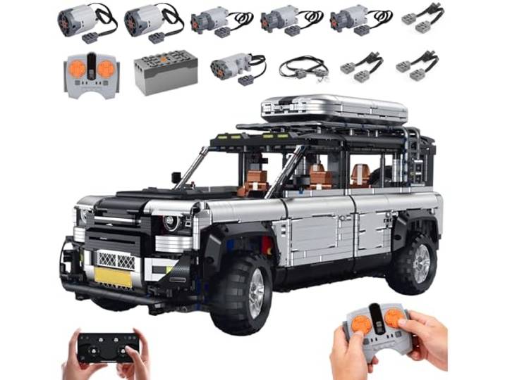 Technik Auto für Defender 110, Mit 6Motoren Set, 1:8 Groß Auto Modellbausatz, 4817 Teile MOC Klemmbausteine Geländewagen Set, Automodell Sammlerstück für Autofans, Keine Originalverpackung