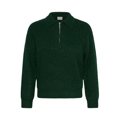 Strickpullover KAFFE "KAFFE Strickpullover KAselmina", Damen, Gr. XS, grün (trekking grün cc), Pullover Strickpullover