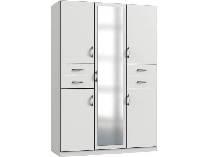 Drehtürenschrank, Spanplatte, Weiß, 135×198×58 cm, 5 Türen, 3 Einlegeböden, Wimex Bitburg