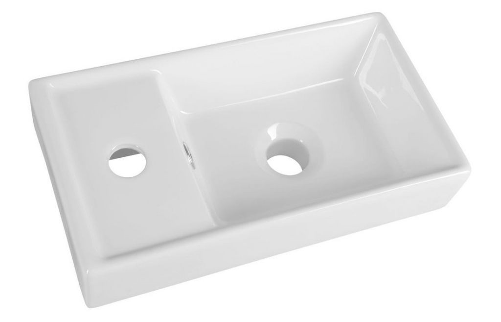 HAK Aqualine keramische countertop wastafel, wit, 40 x 22 cm
