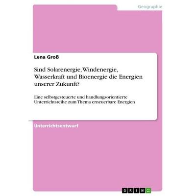 Sind Solarenergie, Windenergie, Wasserkraft und Bioenergie die Energien unserer Zukunft?, Taschenbuch von Lena Gross, GRIN, 978-3-389-13544-0
