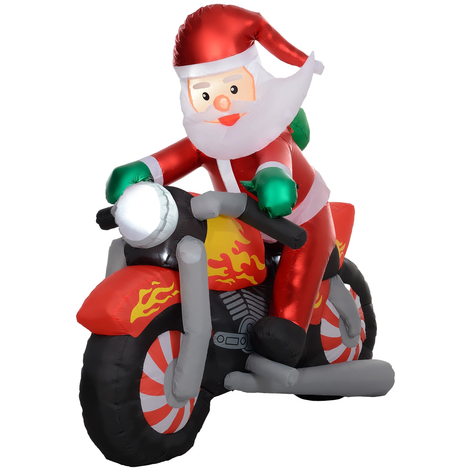 Outsunny Opblaasbare Kerstman op Motor met LED-verlichting, Weerbestendige Tuindecoratie, H 170 x B 95 x D 180 cm
