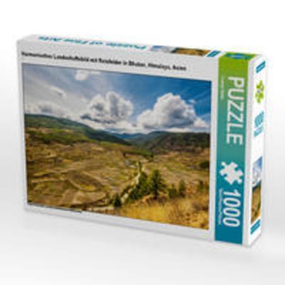 CALVENDO Puzzle Harmonisches Landschaftsbild mit Reisfelder in Bhutan, Himalaya, Asien 1000 Teile Lege-Größe 64 x 48 cm Foto-Puzzle Bild von Tommy