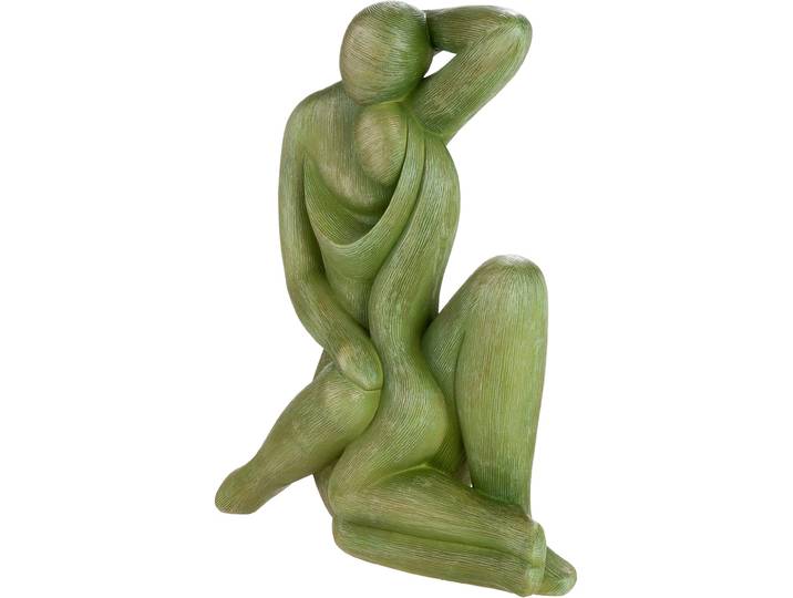Skulptur GILDE Figur Frau Silent movement grün , grün, B:29,5cm H:37,5cm T:13cm, Kunstharz, Dekofiguren, Skulptur, modern abstrakte Figur sitzende Frau Wohnaccessoire Dekofigur