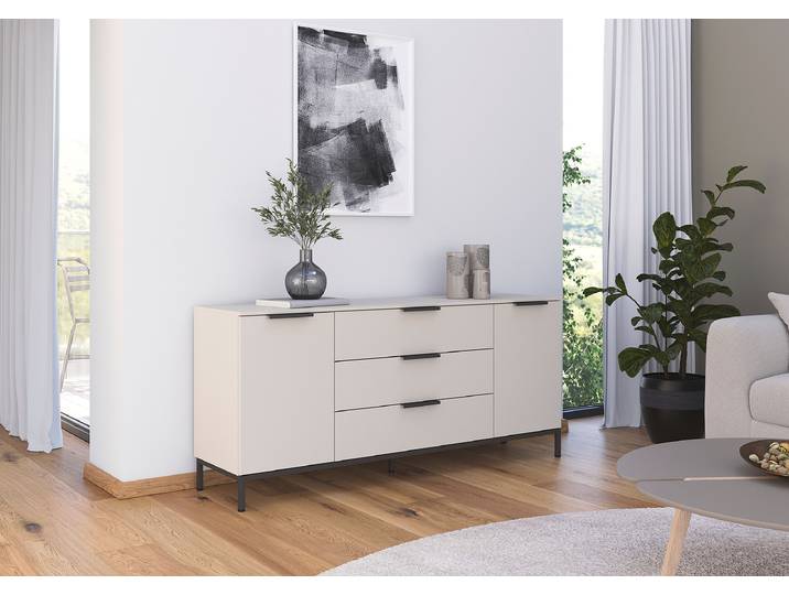 Buffet Flipp avec piètement - 72 cm 160cm Beige/Champagne/Gris métallisé