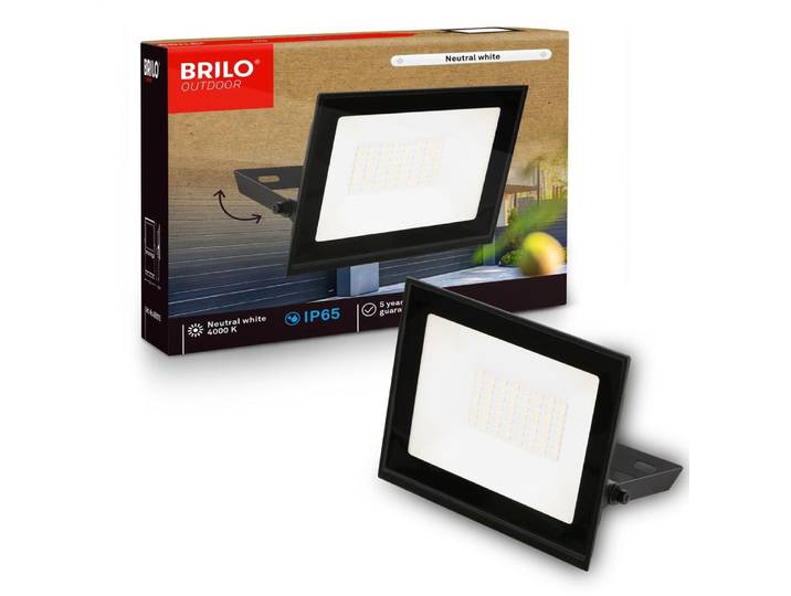 Briloner LED Strahler außen IP65 Staub- und Strahlwasserschutz 14x17 cm Rechteckig 30W 2700lm 6500K Neutralweiß Schwarz - Fluter Garten Garage Auffahrt