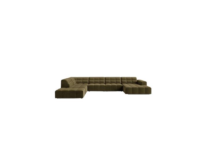 7-Sitzer Design Panorama-Sofa „Chicago“ Samt Grün chosen by Bloomingloft