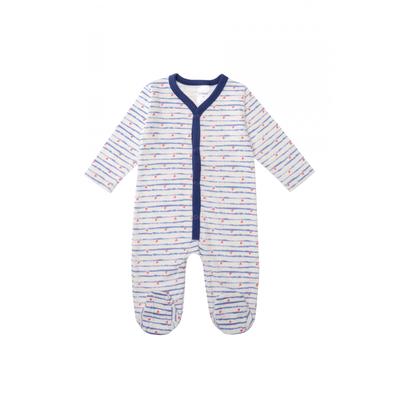 Overall LILIPUT, Mädchen, Gr. 98/104, EURO-Größen, blau (blau, weiß), 100% Baumwolle, lang, V-Ausschnitt, Overalls Overall, mit schönem Herzchen-Print
