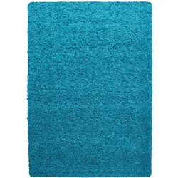 Teppich Hochflor Unifarben Polypropylen Wohnzimmer Shaggy Türkis Rechteckig 160x230 | Kadima Design