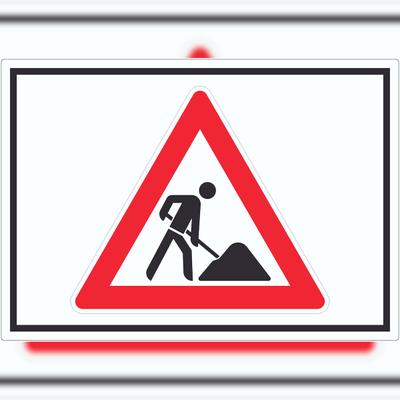 HB-Druck Achtung Baustelle Symbol Aufkleber Arbeitsstelle A9 (37x52mm)