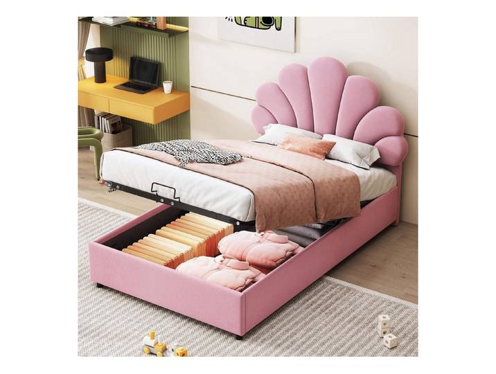LuxusKollektion Kinderbett Polsterbett Kinderbett Rosa 90x200 cm mit Stauraum