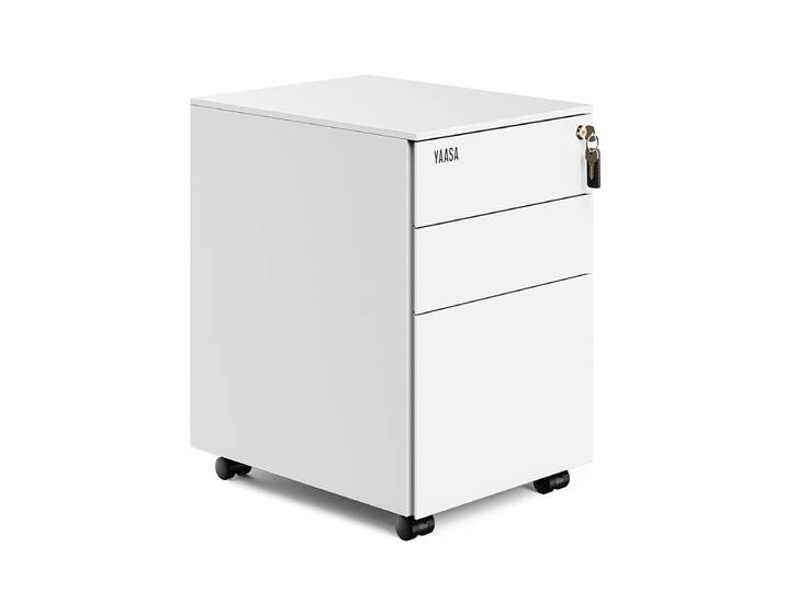 Yaasa File Cabinet Edged, Weiß - Rollcontainer für Schreibtisch - 40x60x50 cm