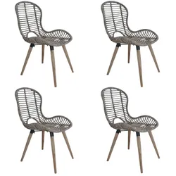 vidaXL Esszimmerstühle 4 Stk. Braun Natürliches Rattan