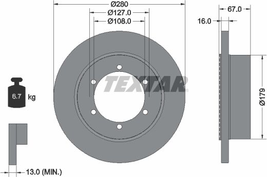 Textar Bremsscheibe 92304003 280mm 16mm Für Nissan Renault