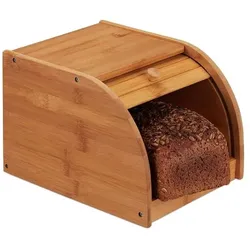 relaxdays Brotkasten aus Bambus schmal braun, 20.2x18.2x27 cm