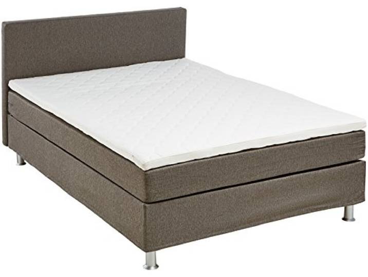 Atlantic Home Collection EDISON Boxspringbett, 140 x 200 cm, Härtegrad H2, inklusive Topper, grau