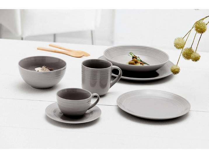 Ritzenhoff & Breker Kombiservice Levi (30-tlg), 6 Personen, Porzellan, grau