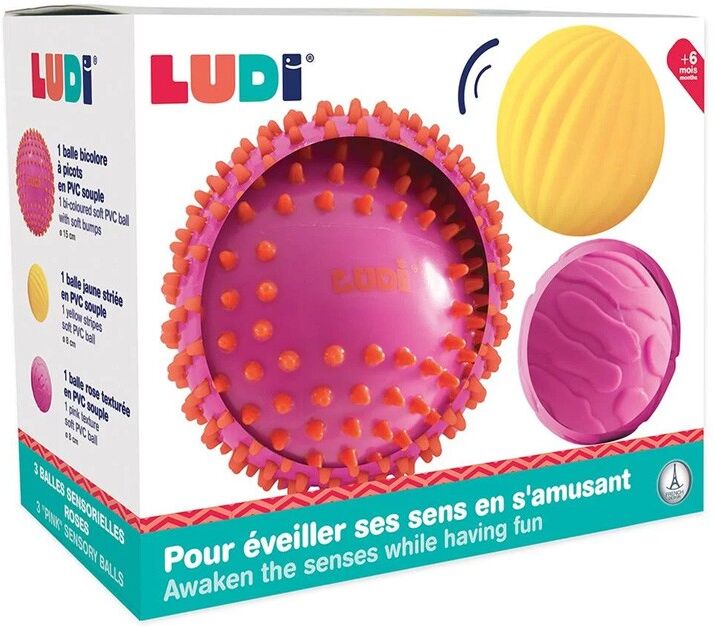 3 Balles sensorielles Roses et Jaunes - Ludi