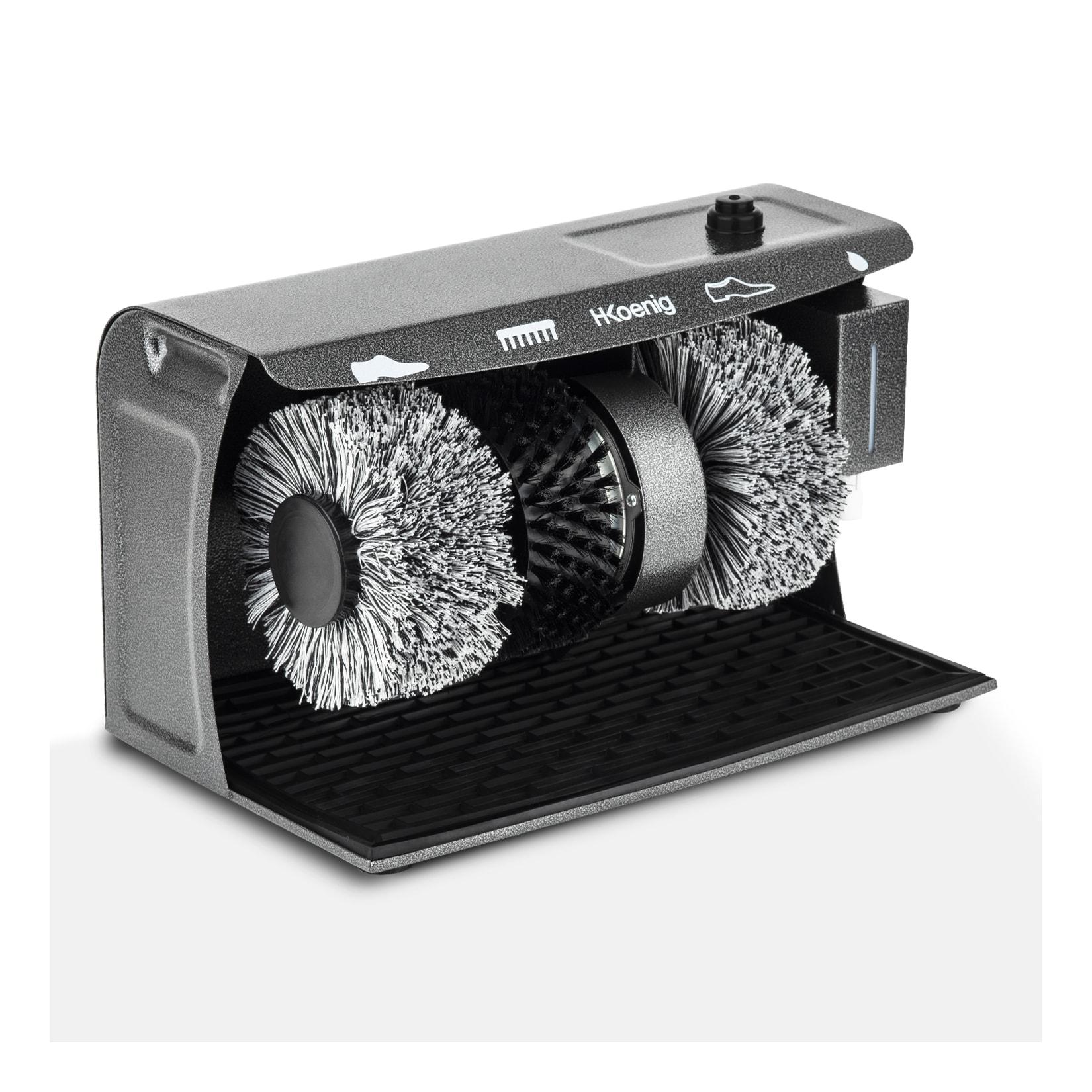 H.Koenig U600 Schuhputzmaschine / 3 rotierende Bürsten / Schuhcreme-Spender / 120 W / anthrazit