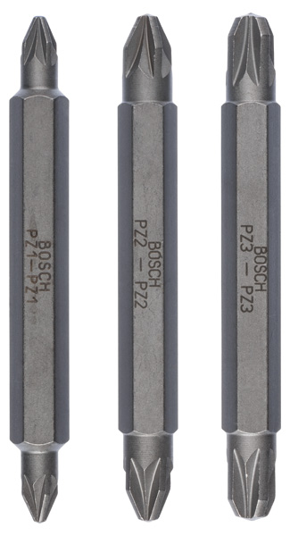Bosch Doppelklingenbit-Set, 3-teilig, PZ1, PZ1, PZ2, PZ2, PZ3, PZ3, 60 mm 2607001749