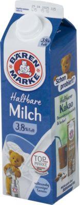 Bärenmarke H-Vollmilch, Fettgehalt 3,5 %, homogenisiert, ultrahocherhitzt, 12 x 1 l