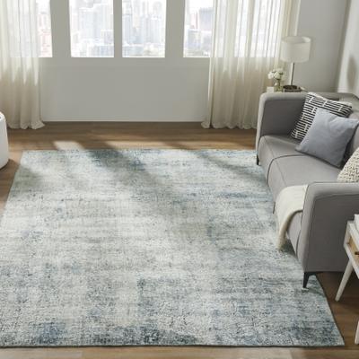 KALATY Urban Distress Abstract Blue Handmade Area Rug