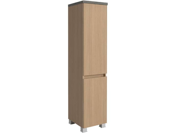 Midischrank WELLTIME EIXO, 2 Türen, 3 verstellbare Einlegeböden, inklusive Dekorfüsse , braun (eiche hell), B:30cm H:131cm T:35cm, Holzwerkstoff, Schränke, Midischrank