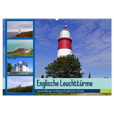 Englische Leuchttürme - Leuchtfeuer entlang Englands Küste (Wandkalender 2026 DIN A2 quer), CALVENDO Monatskalender