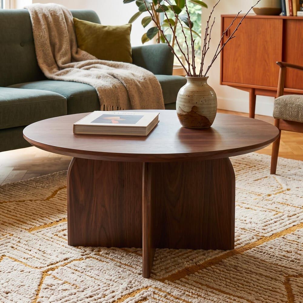 Menzzo Table basse ronde élégante 80cm bois foncé Marron 80x45x80cm