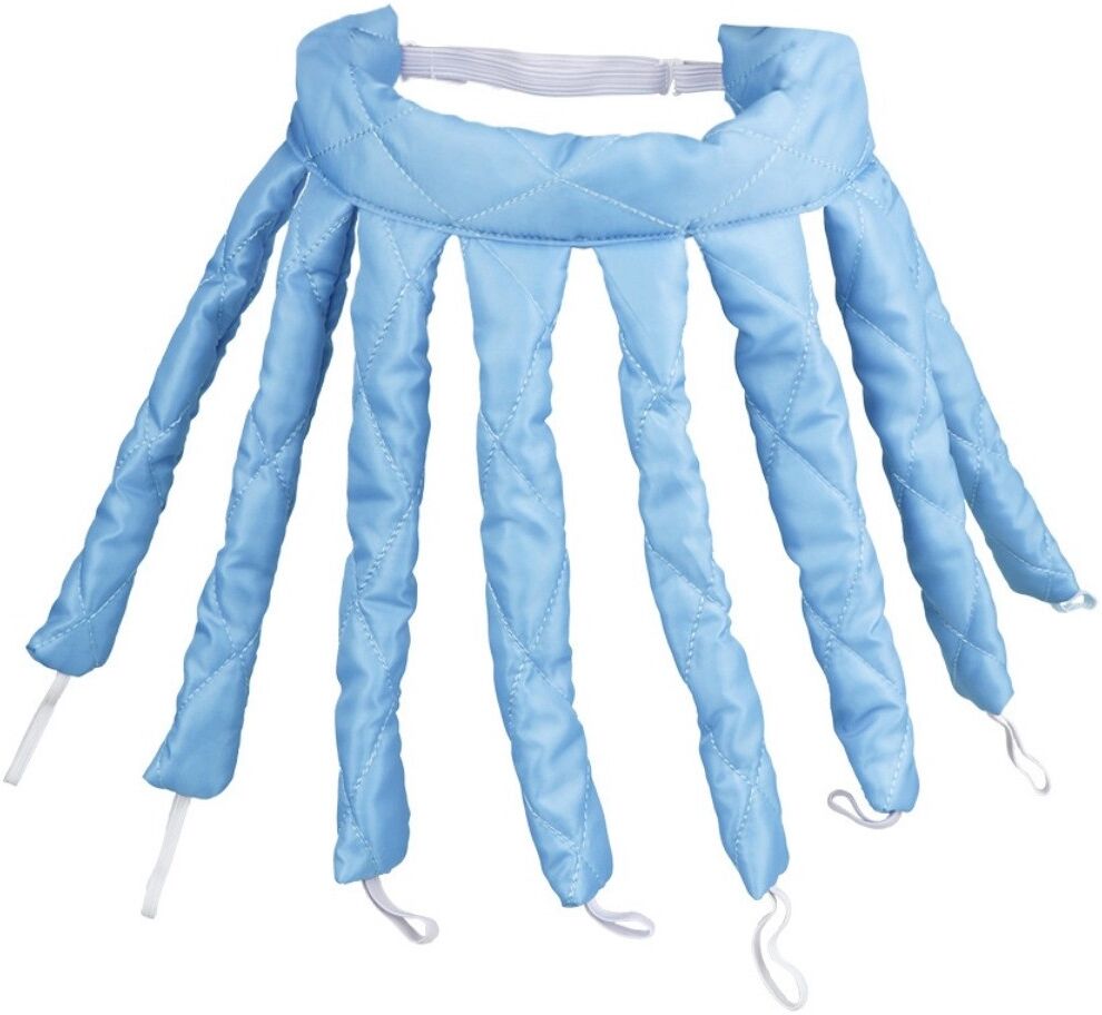 INF 2er-Set wärmefreie Lockenwickler mit Satin Schlafkappe – Übernacht-Styling ohne Hitze, Octopus-Design für natürliche Wellen Blau