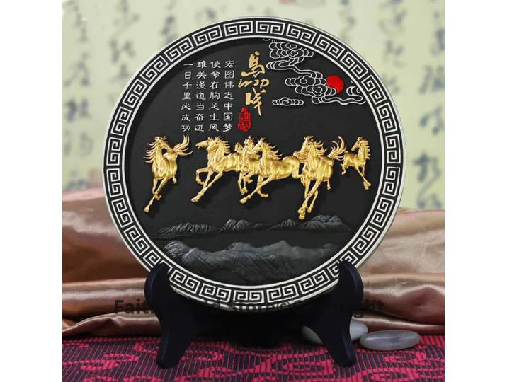 8 chevaux FENG SHbiomSculpture ART, Chine, cadeau d'affaires étrangères, maison, bureau, boutique, entreprise, isman prudent, bon augure, chance