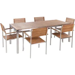 GARTENMÖBEL-SET 6-Sitzer Heller Holzfarbton Viareggio