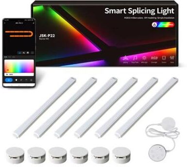 Inspired Finds RGB Smart Wall Light Splicing DIY Atmosphere Lamp Voice Control For Gaming Room Bedroom Bar white 6 Lights
