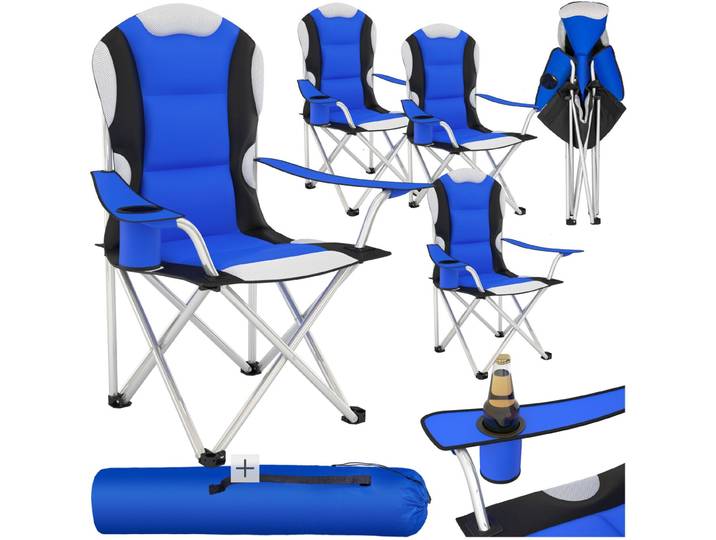 Campingstuhl mit Polsterung - blau, 4er Set