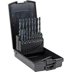 Stier, Bohrereinsatz, Spiralbohrer-Set DIN 338 HSS-R 1-10mm 19-teilig in Kassette