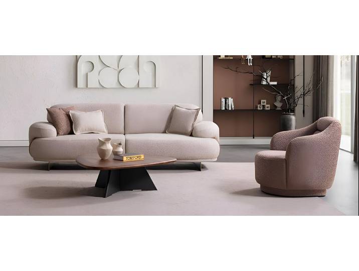JVmoebel Polstergarnitur Beiges Sofa mit braunem Sessel – modernes Wohnzimmer-Set von JVMoebel, (Set, 2-tlg), Made in Europa