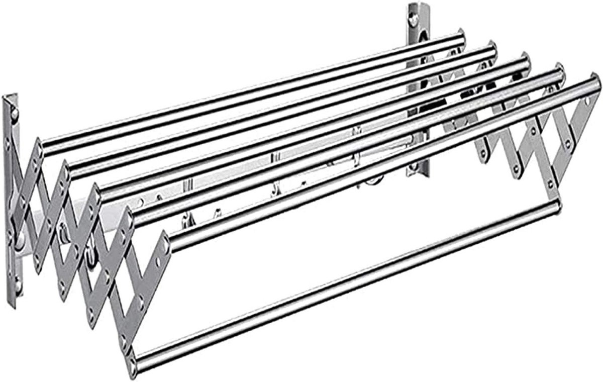 Merkloos Intrekbaar Wandmontage Droogrek - Ruimtebesparend Opvouwbaar Wasrek - 60 cm - Zilver